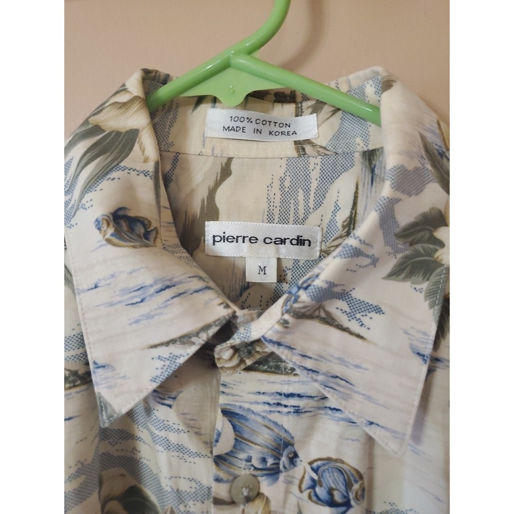 Pierre Cardin Vintage Mens M Hawaiian Short Sleeve Cotton Button Shirt - Picture 4 of 7